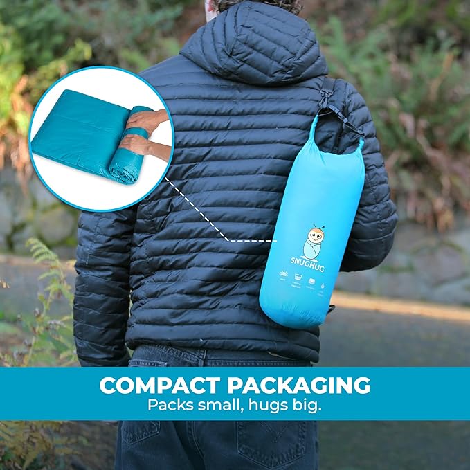 Puffy Blanket for Cold Weather - Down Camping Blanket with Sustainable Insulation, Lightweight & Warm Outdoor Camping Quilt, Water-Resistant, Compact & Packable
