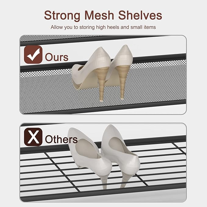 Shoe Rack - Sturdy Steel Shoe Organizer for Front Door Entrance Closet Entryway with Spacious Top - Industrial Style Strong Mesh Storage Shelves (5-Tier 11.8"x36.2"x31.5")