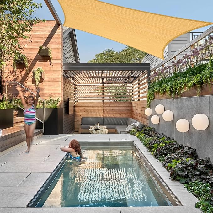 14' x 20' Yellow Outdoor Sun Shade Sail Canopy ??UV Resistant Permeable Awning Fabric for Patio, Garden, Backyard, Pergola, Carport, Lawn Shelter Cover