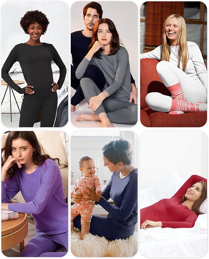 WEERTI Thermal Underwear for Women Long Johns with Fleece Lined, Base Layer Women Cold Weather Top Bottom