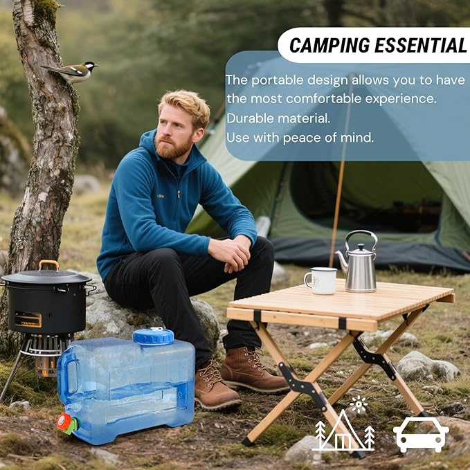 ZOOFOX 3.17 Gallon Water Jug with Spigot, BPA Free Water Container, No Leakage Portable Emergency Water Tank for Outdoor Hiking Camping Picnic Supplies