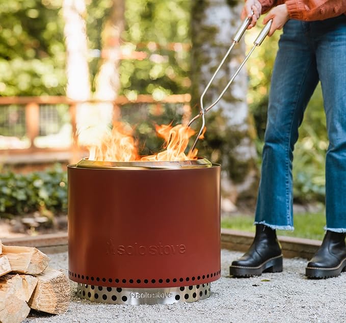 Solo Stove Bonfire with Stand | 19.5" Smokeless Fire Pit, Removable Ash Pan | Portable Stainless Steel Wood Burning Outdoor Fireplace, Ideal for 4–6 People, 21.75 lbs, Mulberry