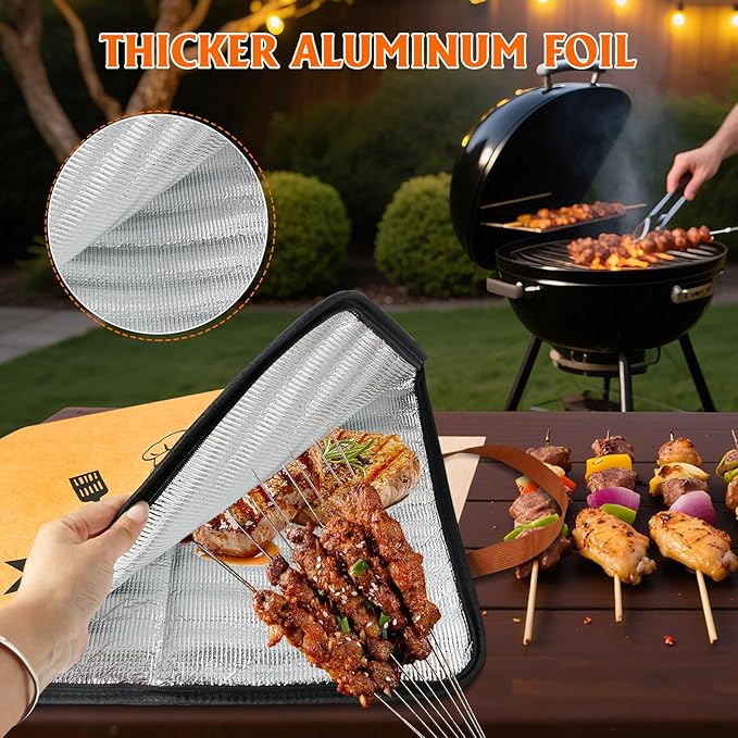 BBQ Blanket for Resting Meat, Meat Resting Blanket for Grilling Accessories, Reusable Smoker Grilling Meat Insulated Resting Bag with Wide Mouth for Large Brisket/Beef/Steaks (Regular 21in)