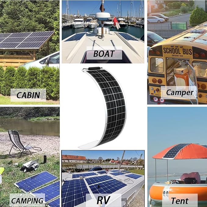 XINPUGUANG 12 Volts 50 Watts Flexible Solar Panel monocrystalline Portable Charger Power 12V Battery for RV car Boat Cabin Home (50w)
