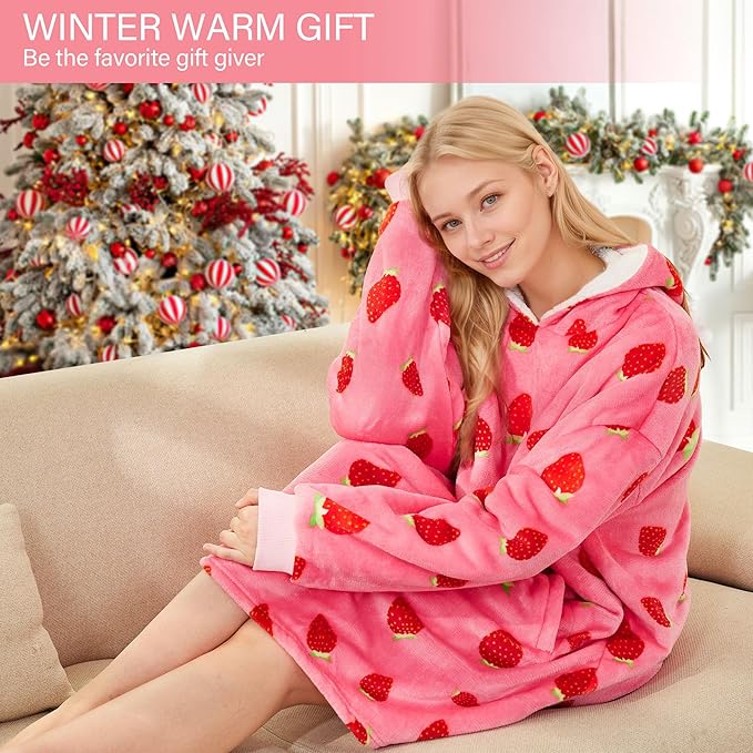 LetsFunny Blanket Hoodie,Oversized Wearable Sherpa Fleece Blanket Sweatshirt,Super Soft Warm Cozy with Giant Pocket,for Women Men Adults Teenagers Kids, One Size Fits All