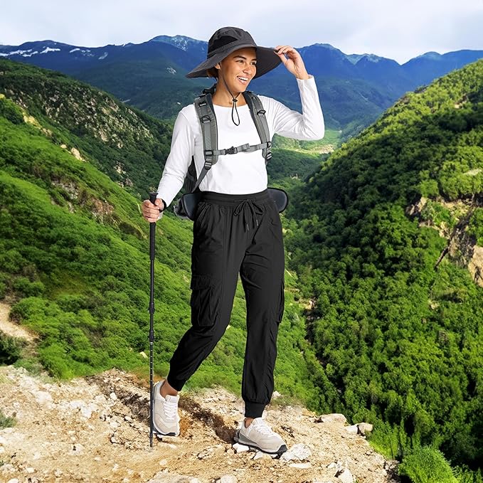 smawell Women's Hiking Cargo Pants with Pockets Lightweight Quick Dry Joggers Travel Camping Outdoor Pants
