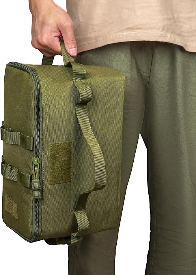 Camping Storage Bag, Utility Tote Bag for Camping Cookware Organizer, Trunk Organizer with Shoulder Strap,Outdoor Garden Tool Bag for Camping, Travel, Picnic, Garage Trunk(Army Green)