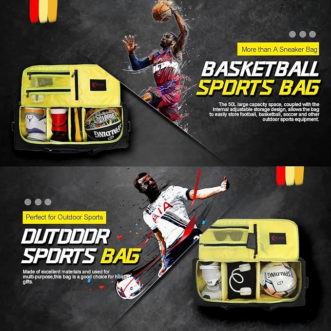 Sneaker Bag for Travel/Sneakerhead gift/Outdoor Sports Bag/Gym Bag /, A Multi-functional Travel Duffel Bag with 3 Adjustable Dividers, & Shoulder Strap,Made of Nylon, by Krone Kalpasmos-classic