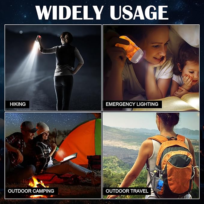 Leelosp 48 Pcs Hand Crank Flashlight No Battery Required Cranked Flashlight Manual Press Flash Light 3 LED Squeeze Light for Camping Hiking Power Outage Gift(Red Blue Purple Orange)