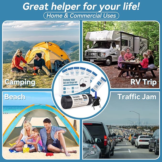 Poesie Poo Absorbent Gel Powder for Portable Toilet Camping Hiking Outdoor Portable Potty Resolution