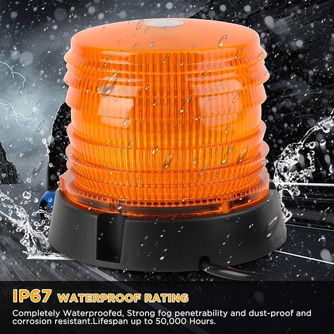 ASPL LED Warning Flash Beacon Lights, 60 LED Amber Warning Safety Flashing Strobe Lights with Magnetic and 16 ft Straight Cord for Vehicle Truck Tractor Golf Carts UTV Car Bus,12V-24V
