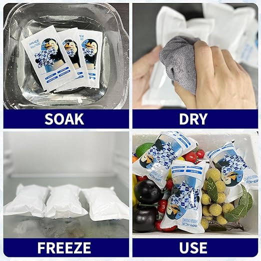 Mr.Ice Dry Ice Packs for Coolers, 8 Pack Ice Packs for Lunch Boxes Cold Packaging for Shipping Reusable, Long Lasting Shipping Cold Packs for Mailing, Newly Dry Ice Packets, Keep Food Drink Cool