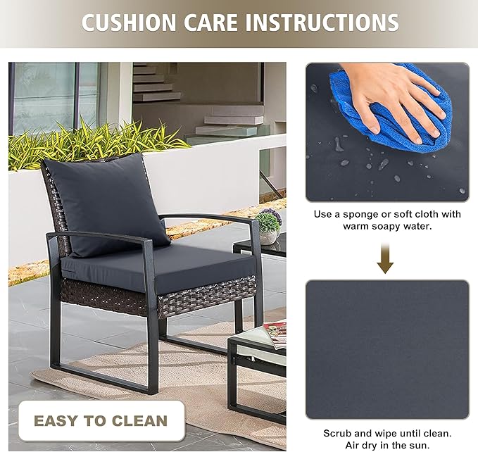 Outdoor Cushions for Patio Furniture, Waterproof Outdoor Chair Cushion w/Fade-Resistant, Removable & Machine-Washable Cover, 22x22 Inch, Deep Seat Sofa/Couch Pad Replacement – Set of 1/2/4, Dark Grey