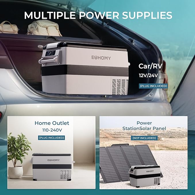 EUHOMY 12 Volt Refrigerator, 48QT(45L) Electric Cooler, 12V Fridge APP Control, 12V Cooler -4℉~68℉, Portable Freezer 12/24V DC 110-240V AC for Camping, Travel, Truck, Home