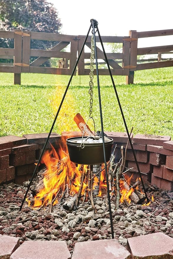 Lodge 8 Quart Pre-Seasoned Cast Iron Camp Dutch Oven with Lid - Dual Handles - Use in the Oven, on the Stove, on the Grill or over the Campfire - Black