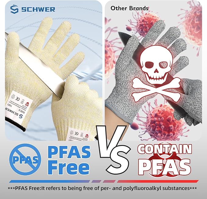 Schwer SlicePro ANSI A9 Cut Resistant Gloves PR1501, Food Grade Reliable Cutting Glove, Mandoline Glove for Kitchen Meat Cutting(150 Pairs, M)