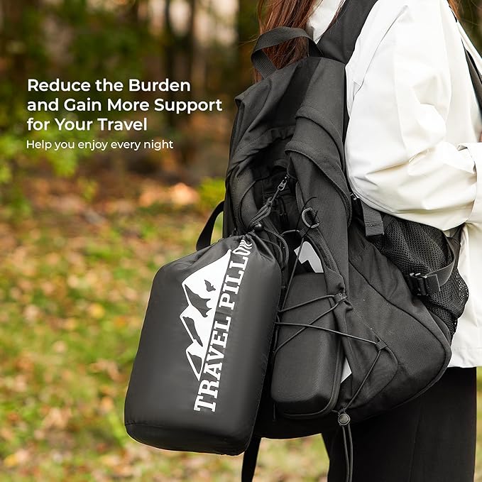 Travel Pillow Memory Foam Pillows, Camping Pillow-Compressible Medium Firm, Breathable Cover, Ideal Backpacking Hiking, Bed Pillows, Airplane and Car (White, L)