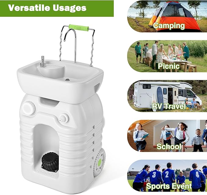 Yescom 45L Hand Wash Station Portable Wash Sink for RV Travel Outdoors
