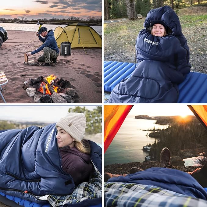 Flannel Sleeping Bag Cotton 0 Degree Cold Weather for Adults XXL Wearable Sleeping Bag 4 Seasons Waterproof with Compression Sack