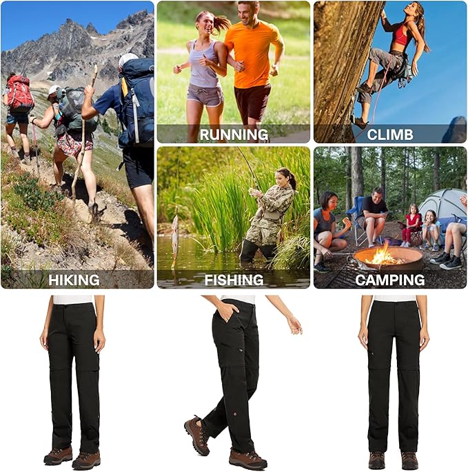 Women's Hiking Pants Convertible Zip Off Lightweight Quick Dry Outdoor Travel Camping Safari fising Pants