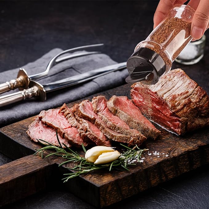 TUZAZO 3 oz Plastic Spice Jars with Shaker Lids and Labels, 14 Pcs Clear Empty Spice Bottles Seasoning Containers for Spice, Herbs and Seasoning Powders