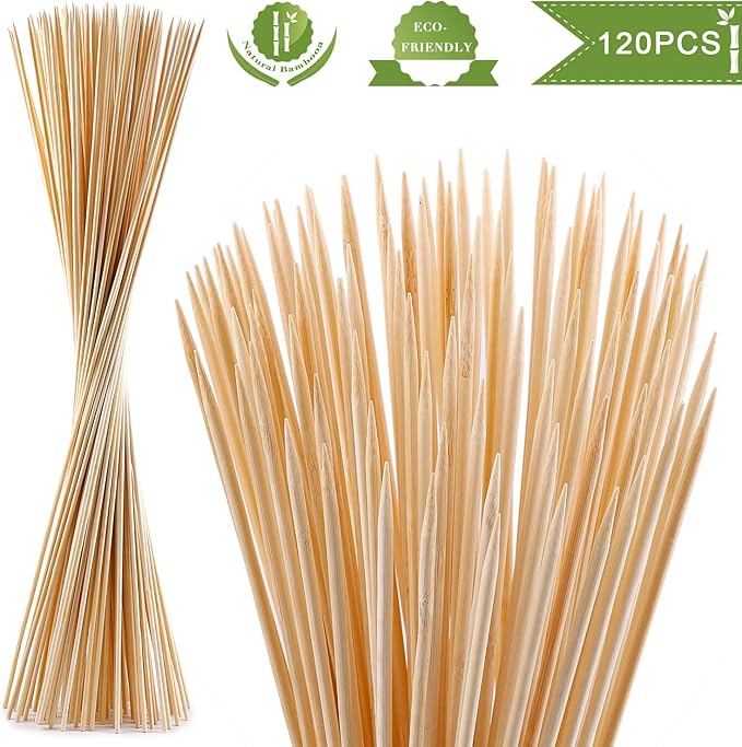 120 PCS Bamboo Marshmallow Roasting Sticks, SMores Skewers for Fire Pit, Extra Long 30 Inch Heavy Duty 5mm Thick Wooden SMores Sticks for Open Fire Pits Roaster Barbecue Hot Dog Camping Kebab Sausage