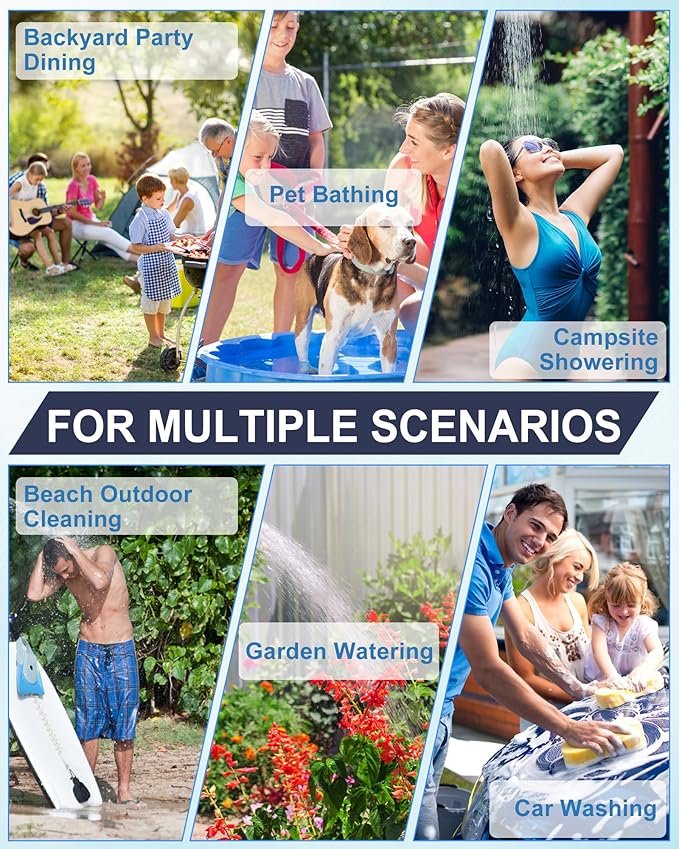 Portable Water Heater, 3s Instant Propane Hot Water Shower with Pump, Overheating Protection, Tankless Design & 4000mAh Rechargeable Battery for Camping, RV, Fishing, Outdoor Cleaning