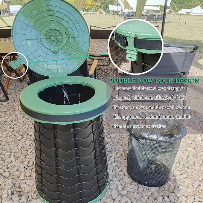 ALEVMOOM XXL Portable Toilet for Camping,880lbs Capacity,19.7" H Adjustable Portable Toilet with 7 Garbage Bags,Porta Potty for Adults,Collapsible Luggable Loo for Camping/Travel/Hiking/Car