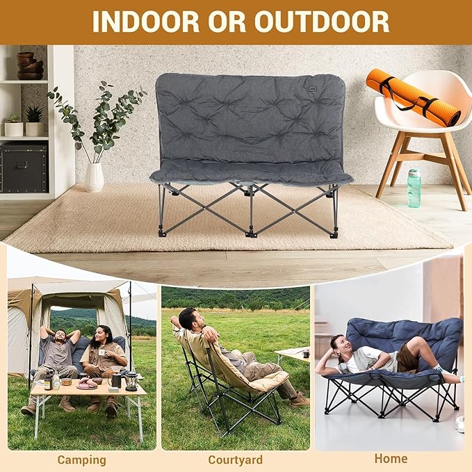 KingCamp Butterfly Chair Oversized XL Camping Chairs for Adults Padded Folding Comfy Camp Chairs 300lbs Heavy Duty with High Back for Bedroom Living Room Dorm Rooms Outdoor Patio Lawn