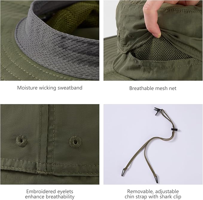 BASSDASH UPF 50+ Mosquito Net Hat with Stowable Neck Flap for Men Women Outdoor Fishing Hiking Camping Gardening FH17