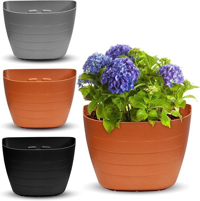 Terracotta Wall Planter – Self-Watering Hanging Garden Planter Indoor & Outdoor, 12 Inch Pot with Planter Grid for Flowers, Vegetables & Herbs – UV-Resistant, BPA-Free