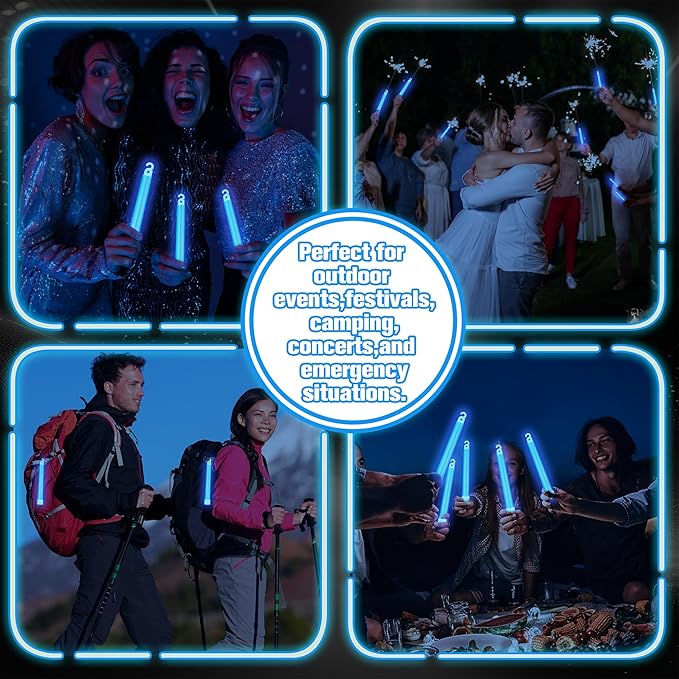 Sotiff 96 Pcs 6 Inch Ultra Bright Emergency Glowing Sticks, Glow Sticks with 12 Hour Duration, Halloween Favors for Party Birthday Wedding Concerts Halloween