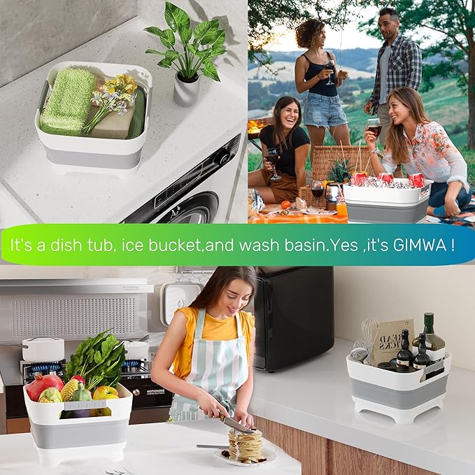 Wash Basin for Baby Bottles, Versatile Wash Tub for Kitchen, RV, Outdoor Camping Sink, Sturdy Bottle Tub Easy to Clean (Green)