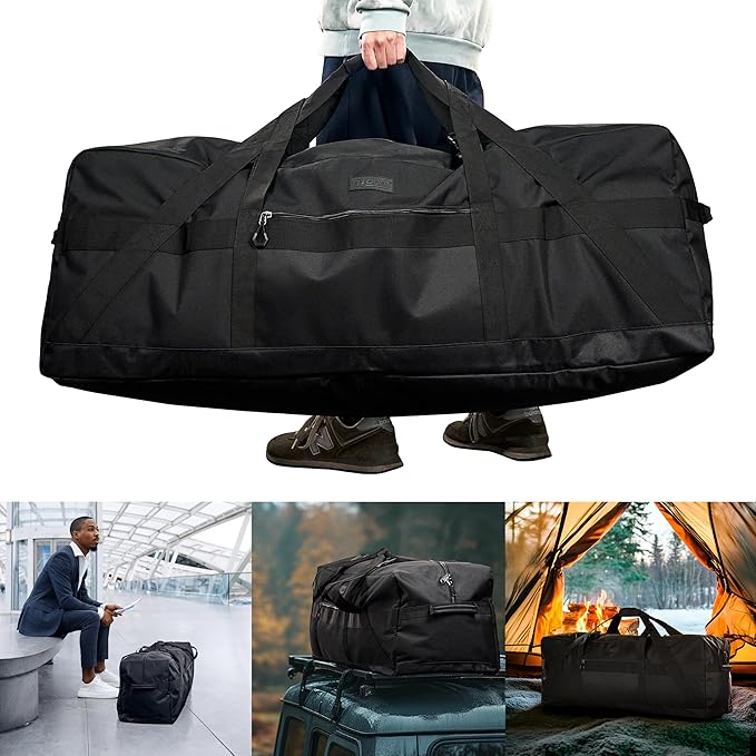 Fitdom 123L 42" Heavy Duty Extra Large Duffle with Upgrade Zipper, Durable & Water Resistant. Perfect as Camping Bag Travel Storage Tent Storage Sports Equipment Bag For Coaches & More