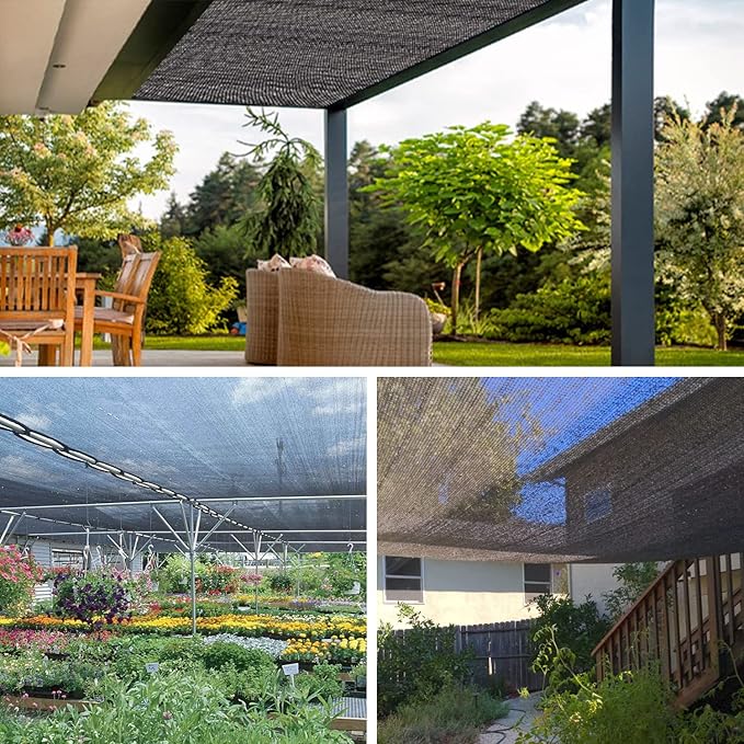 70% 20 X 30 FT Black Shade Cloth, Outdoor Sunblock Shade Cloth with Grommets, Durable Sun Shade Netting Shading Antifreezing for Patio, Garden, Plants Cover, Greenhouse, Barns, Dog Kennel