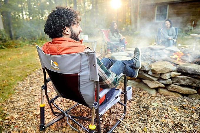 GCI Outdoor FirePit Rocker Low-Ride Outdoor Rocking Chair with Beverage Holder