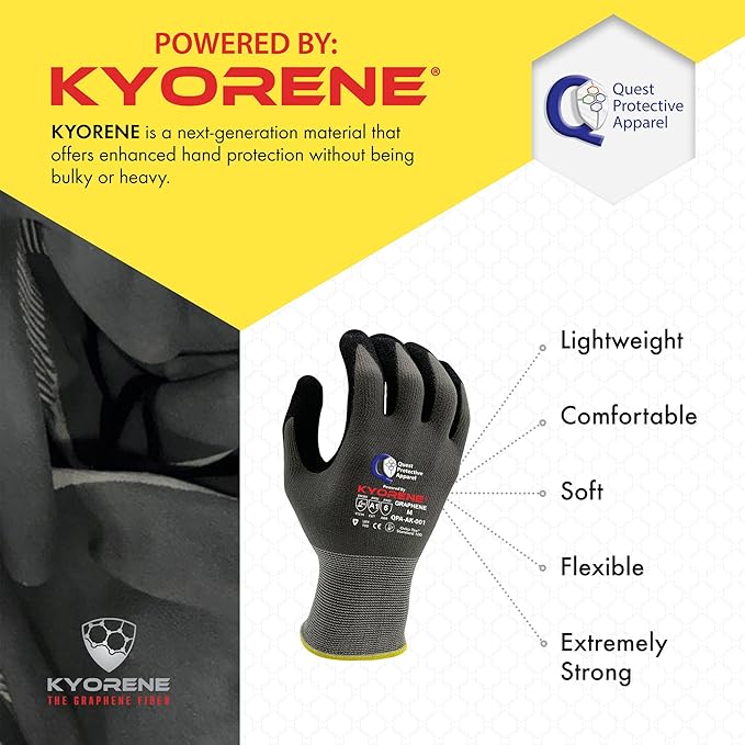Quest Protective Apparel Cut Resistant Gloves - Puncture Resistant Cutting Gloves Work - Constructed with Graphene Technology