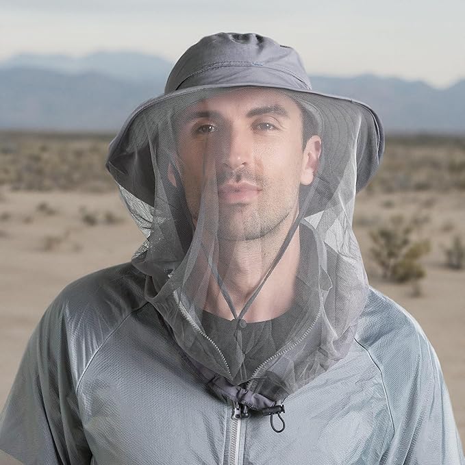 Fishing Hat Sun Protection Hat Mosquito Head Net for Outdoors Bucket Hat with Hidden Net Mesh