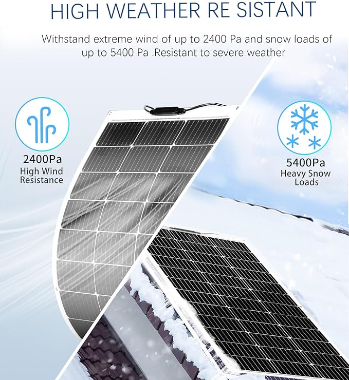 XINPUGUANG Flexible Solar Panel 100W 12V Monocrystalline Solar Kit Hightweight Module, 10A Charge Controller,Extension Cable for RV Boat Cabin Car (100W-1)