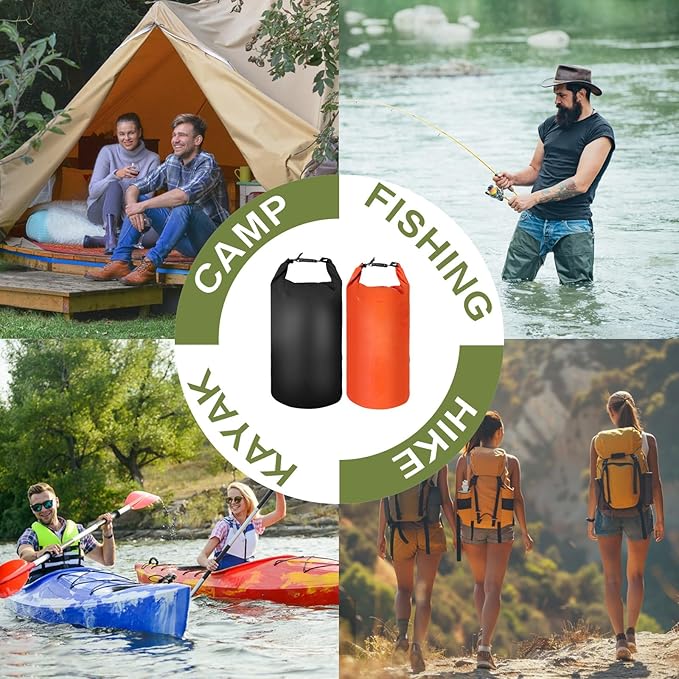 Bear Food Bag Hanging System, 2 Sets Camping Bear Bag Kit Waterproof Bear Protection Bag with Pulley System Include 10L & 15L Waterproof Bear Proof Storage Bag, Rock Bags, Carabiners, Ropes