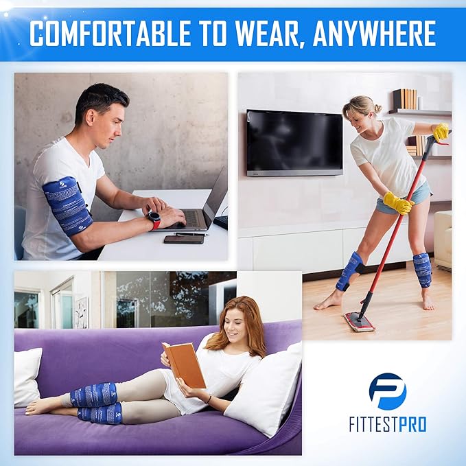 Shin Splint Ice Packs, HSA and FSA Eligible Reusable Hot and Cold Therapy Wrap | Leg or Calf Pain Relief | Advanced Soft Gel Technology | Freezable and Microwavable | Running Injuries & Recovery