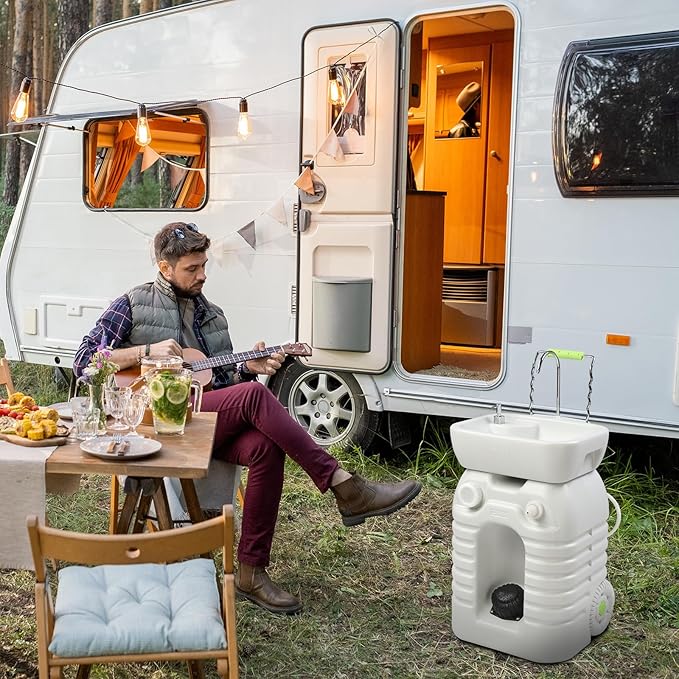 VINGLI 45L Upgraded Portable Sink| Rolling Hand Wash Basin Stand with Towel Holder & Soap Dispenser & Wheels, Perfect for Garden/Camping/Outdoor Events/Gatherings/Worksite/RV/Indoor