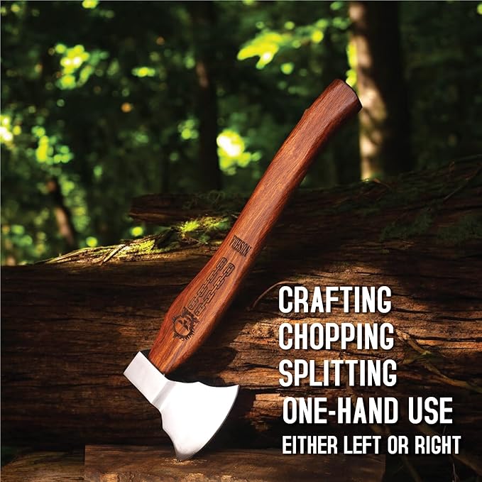 Bearded Viking Axe with Gift Viking Knife Also Leather Sheath | HandForged Carbon Steel bushcraft Hatchet | Vikings Heaven Valhalla (Throwing, Camping, Splitting, Chopping, Hiking) (Axe - 01)