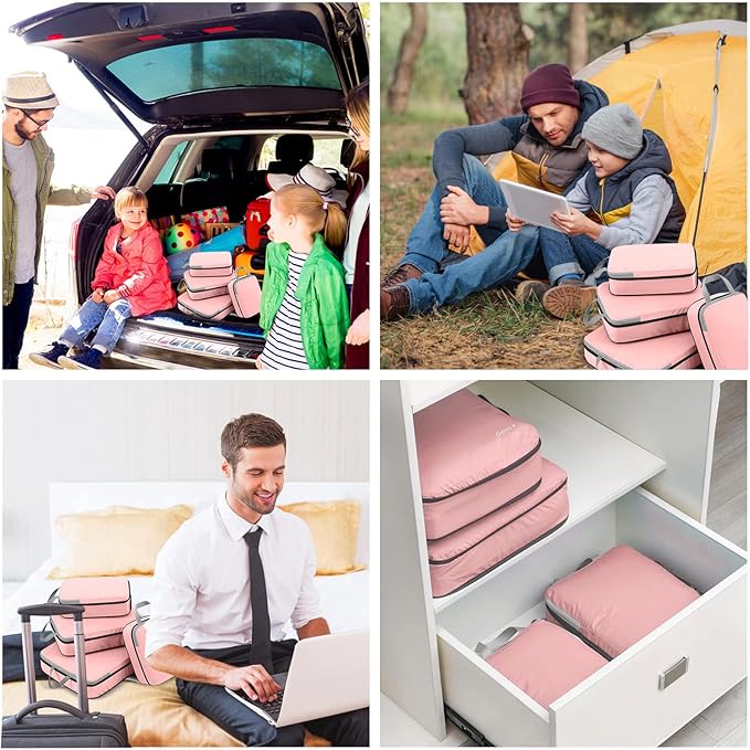 Gonex Compression Packing Cubes, 3pcs/4pcs Expandable Storage Travel Luggage Bags Organizers
