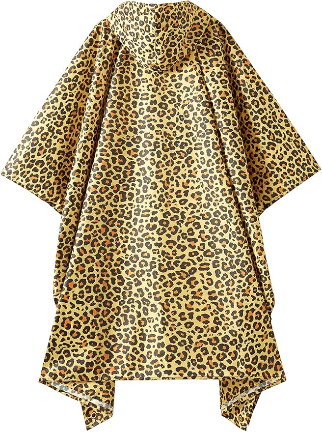 PTEROMY Hooded Rain Poncho for Adult with Pocket, Waterproof Lightweight Unisex Raincoat for Hiking Camping Emergency