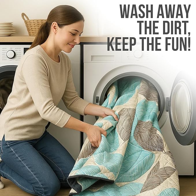 Picnic Blanket Waterproof Foldable โ 2-in-1 Picnic Mat and Bag, Large Outdoor Beach Mat, Compact & Portable Picnic Blankets for Travel, Camping, Park, or Family Use (Stripes)