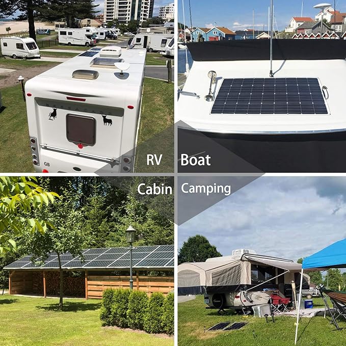 XINPUGUANG Solar Panel 100W 12V Monocrystalline Flexible 300W System Kit Hightweight Solar Battery Charger pv Connector for RV Boat Cabin Tent Car (300W-1)