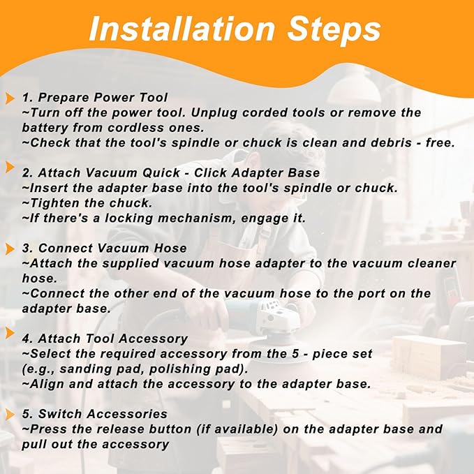 16FT Shop Vac Hose, Dust Collection Hose Kit for Home&Shop Vacuums System with 6 Adapters for Woodworking Power Tool & Sander, Compatible with festool/dewalt/bosch/ryobi/makita, etc Most Multi-Brands