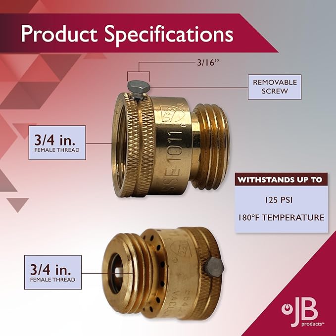 Vacuum Breaker 3/4 Inch Solid Brass Hose Bib Backflow Preventer for Garden Spigot RV Pack of 2