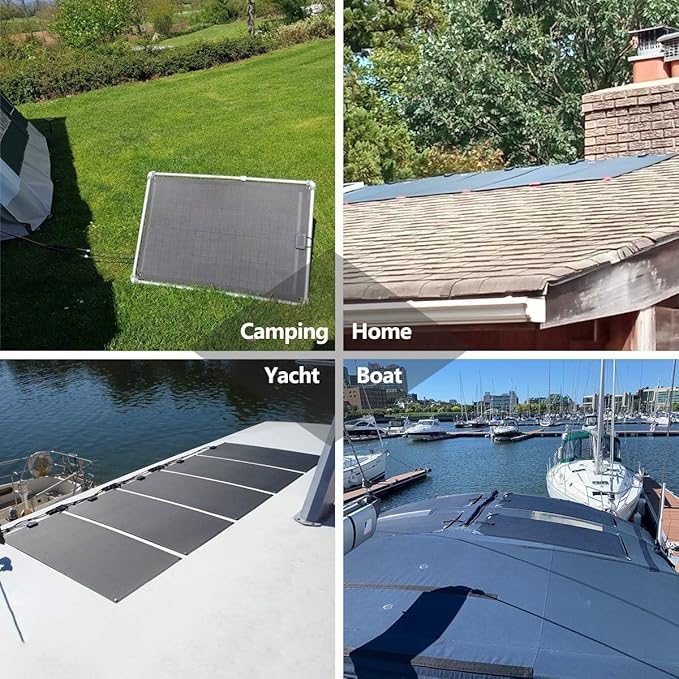 Flexible Solar Panel 200W 12V ETFE 9BB,44in x 35.6in Semi-Flexible Bendable Mono Solar Panel 200 Watt for RV Van Roof TopCamping Home Boat Marin